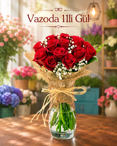 Vazoda 11’li Gül