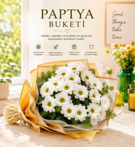 Zarif Beyaz Papatya Buketi